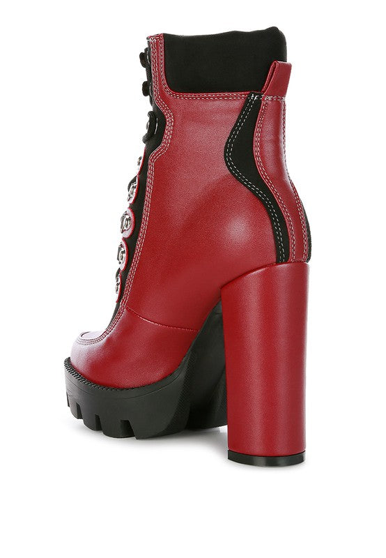 Yeti High Heel Lace-Up Biker Boots