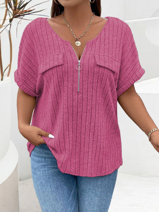 Half Zip Short Sleeve T-Shirt