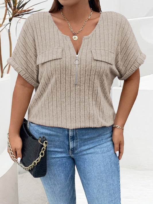 Half Zip Short Sleeve T-Shirt