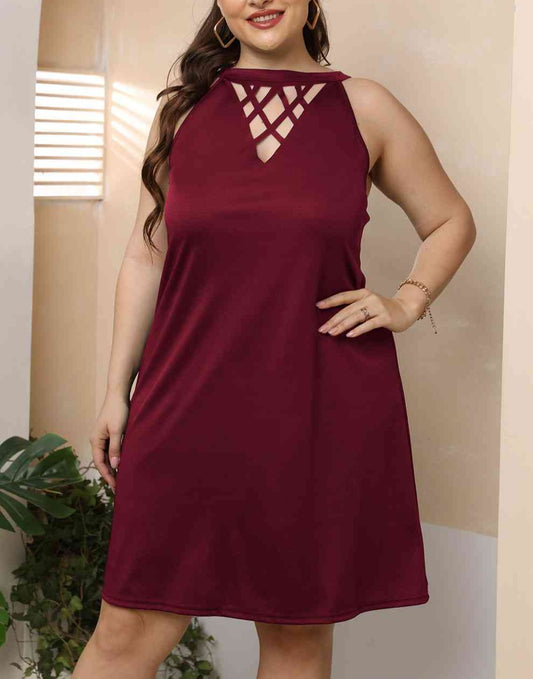 Cutout Round Neck Sleeveless Dress