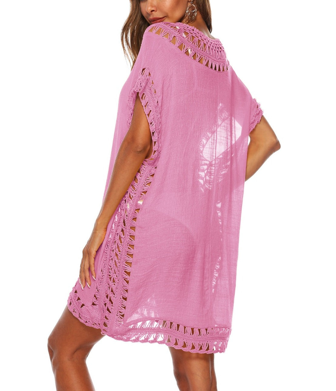 Cutout V-Neck Short Sleeve Cover-Up