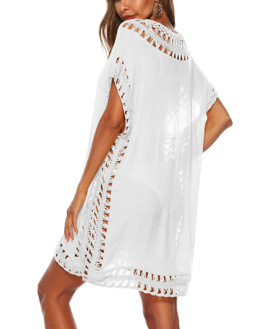 Cutout V-Neck Short Sleeve Cover-Up