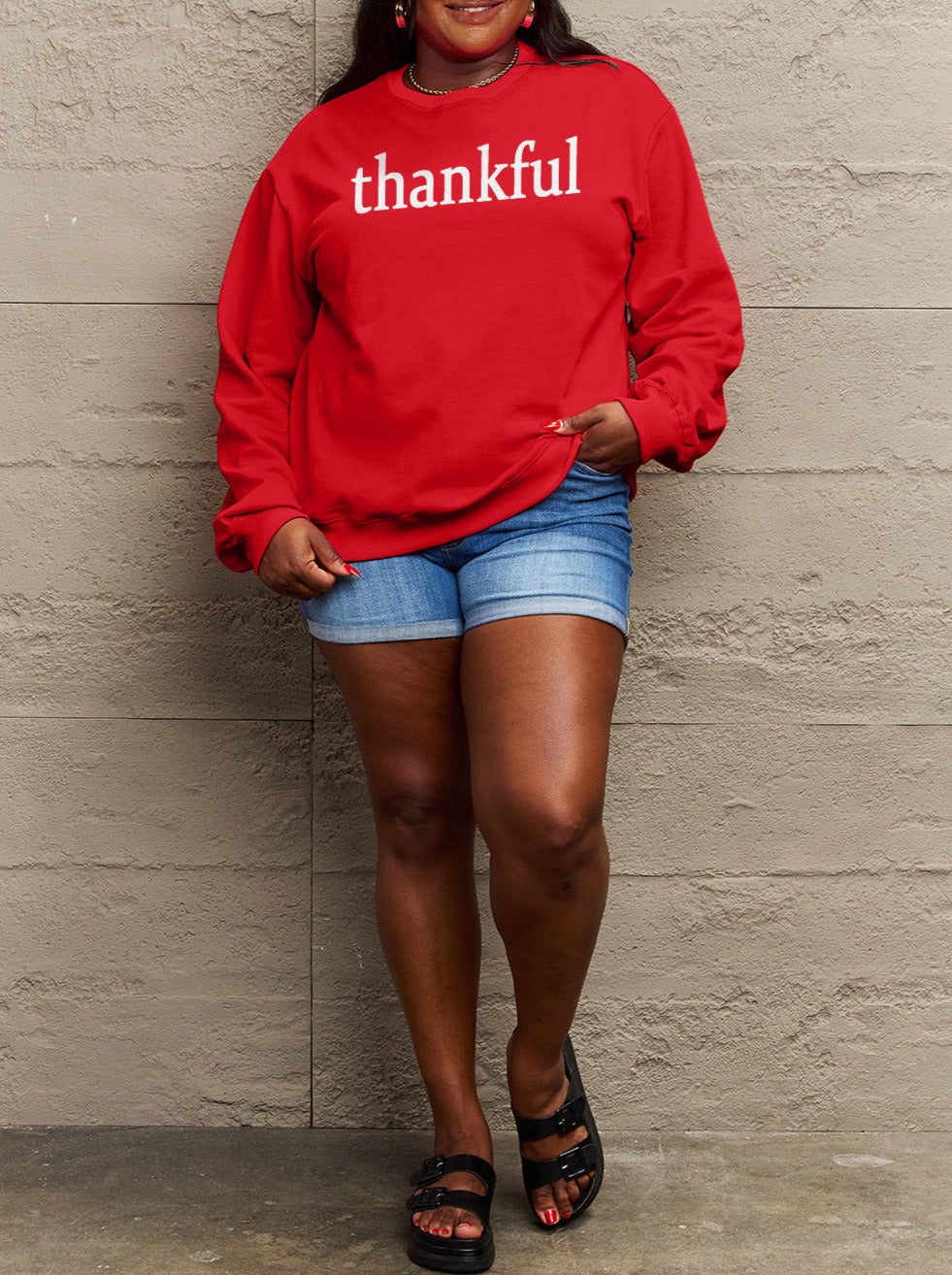 Simply Love Full Size THANKFUL Graphic Sweatshirt