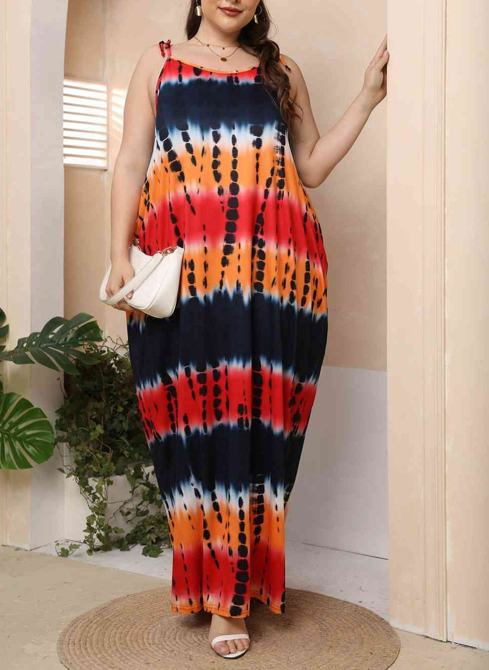Plus Size Tie-Shoulder Maxi Dress