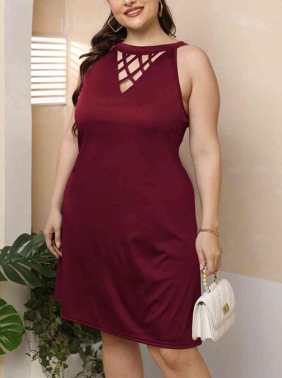 Cutout Round Neck Sleeveless Dress