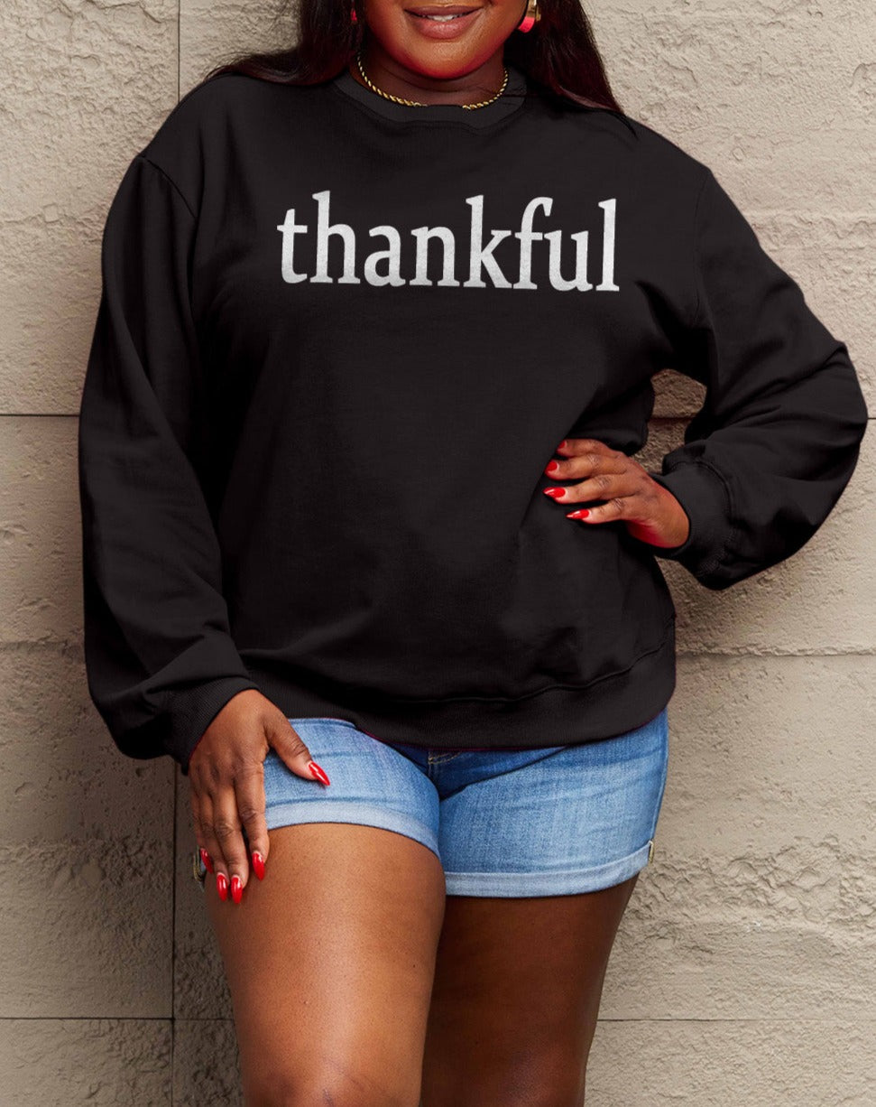 Simply Love Full Size THANKFUL Graphic Sweatshirt