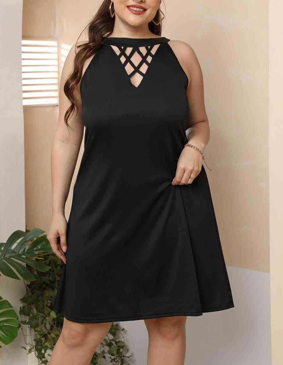 Cutout Round Neck Sleeveless Dress