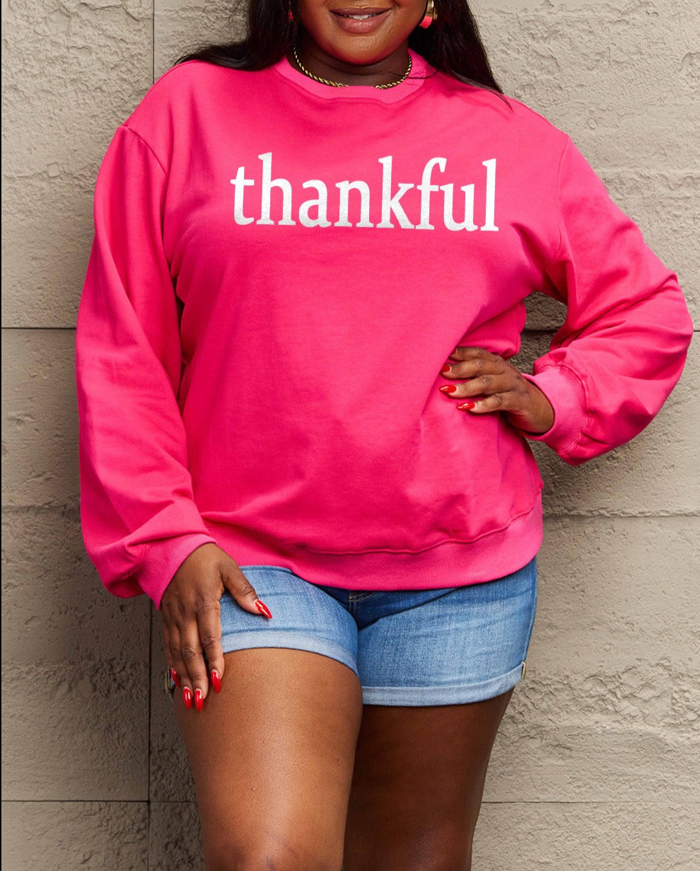 Simply Love Full Size THANKFUL Graphic Sweatshirt