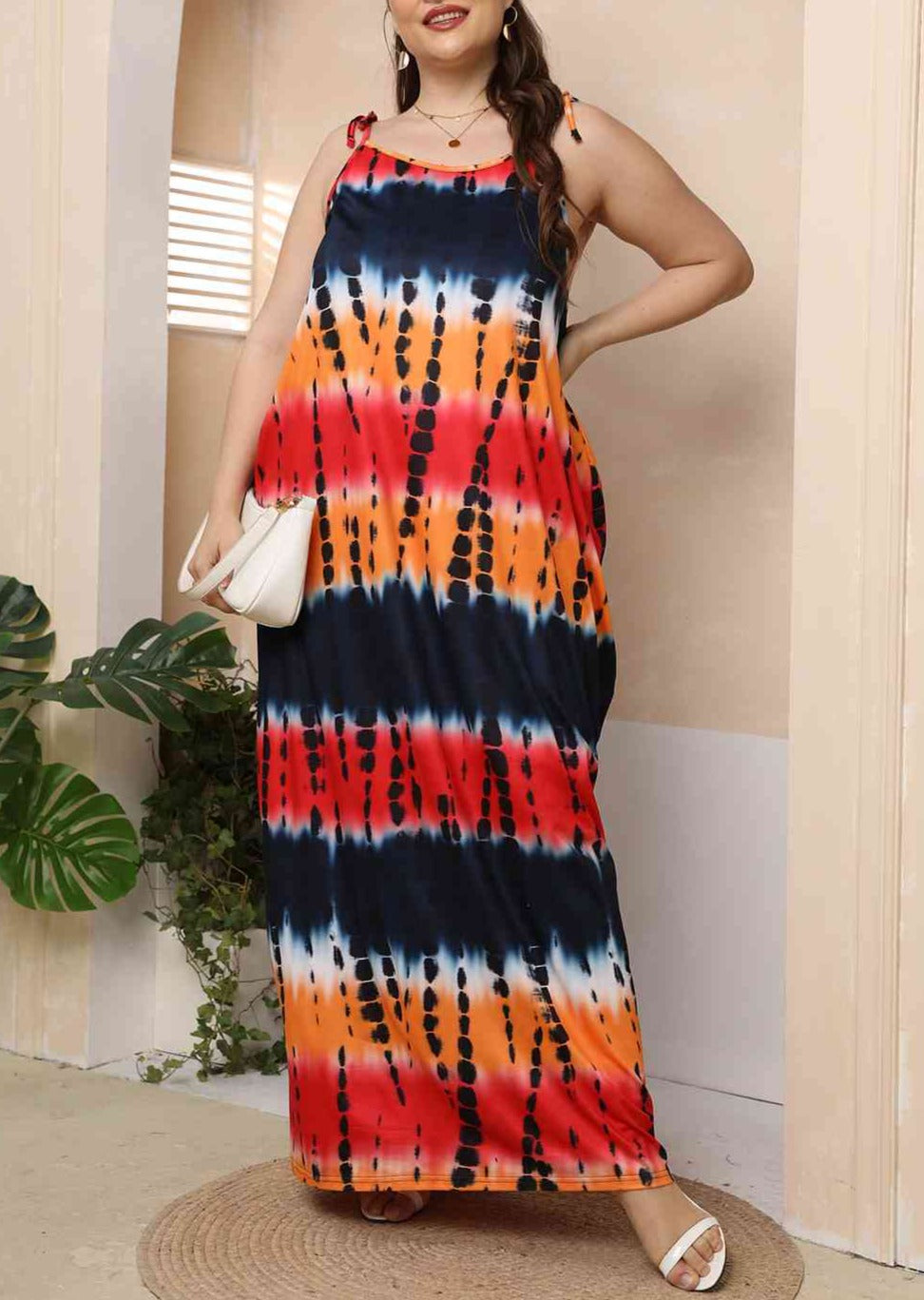 Plus Size Tie-Shoulder Maxi Dress