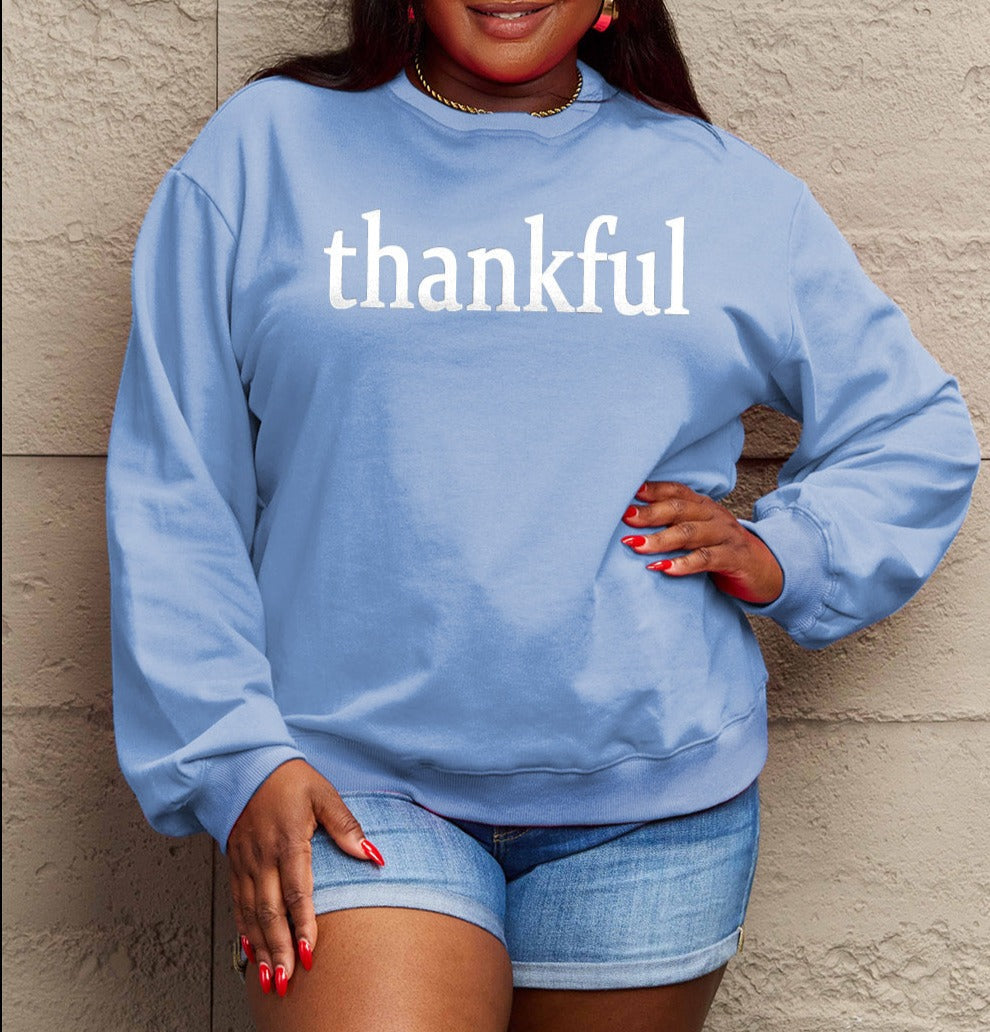 Simply Love Full Size THANKFUL Graphic Sweatshirt