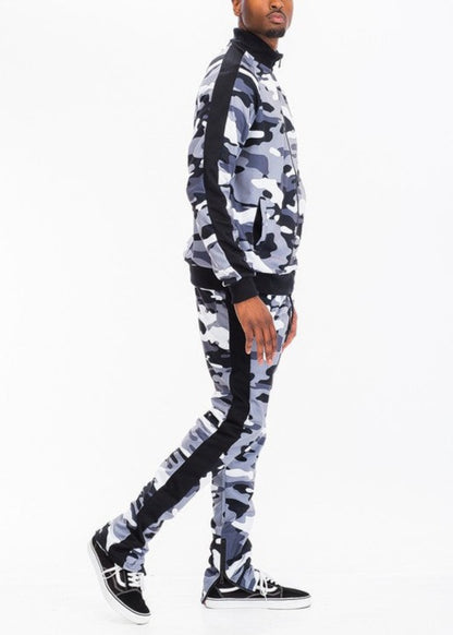 FULL CAMO WITH STRIPE TRACK BOTTOM PANTS