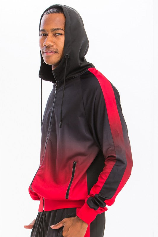 Black & Red Full Zip Ombre Track Suit