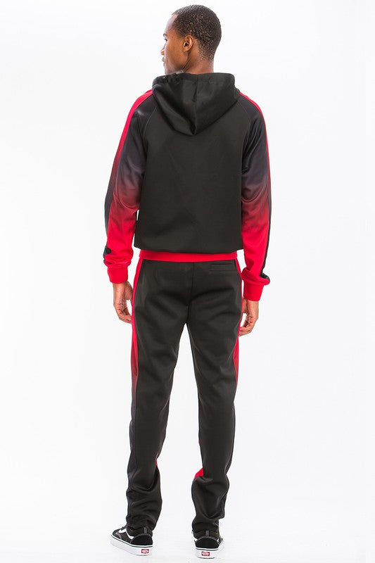 Black & Red Full Zip Ombre Track Suit