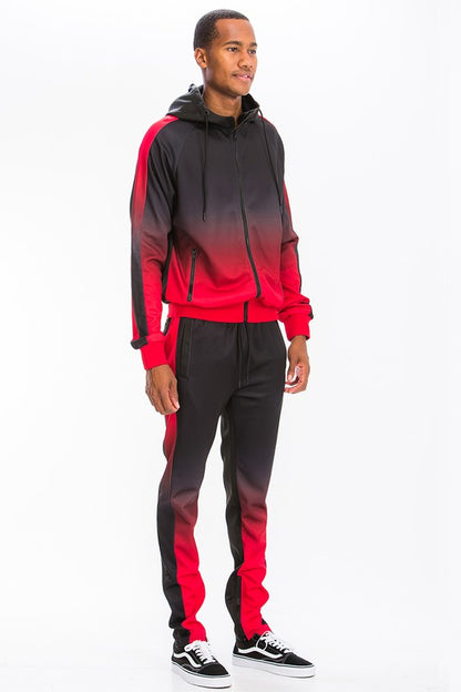 Black & Red Full Zip Ombre Track Suit