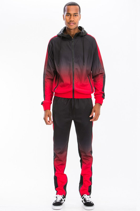 Black & Red Full Zip Ombre Track Suit