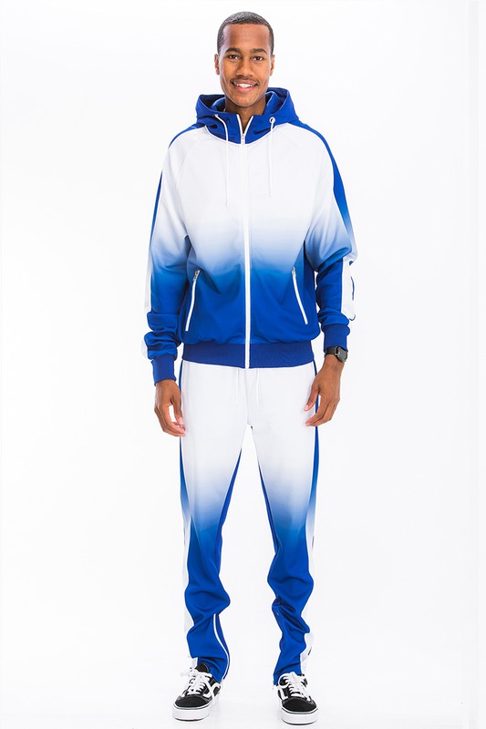 Blue & White Full Zip Ombre Track Suit