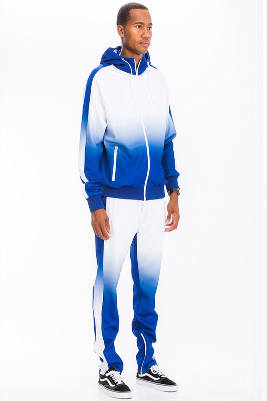 Blue & White Full Zip Ombre Track Suit