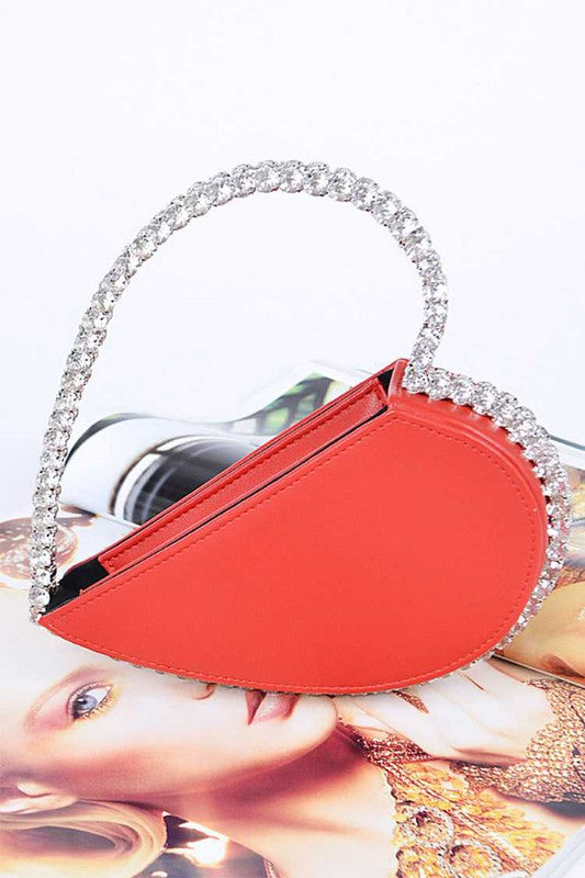 Crystal Handle Heart Clutch