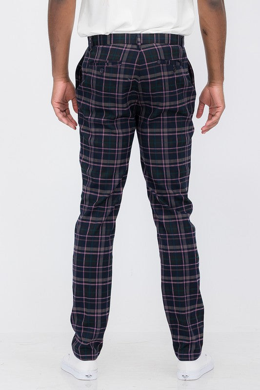 Weiv Navy Plaid Trouser Pants