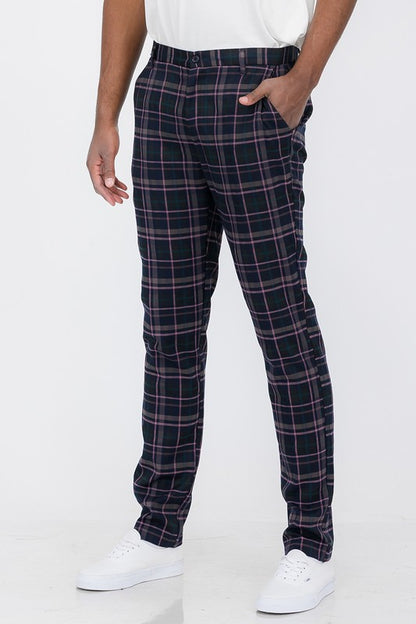 Weiv Navy Plaid Trouser Pants