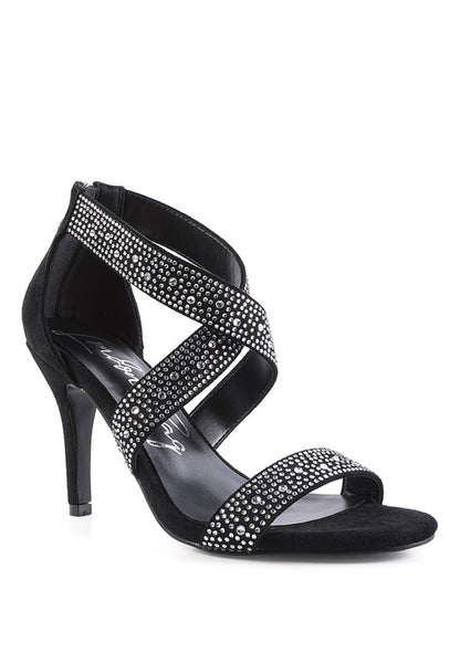 QUEEN BEE Rhinestone High Heeled Sandals