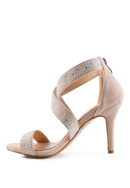 QUEEN BEE Rhinestone High Heeled Sandals