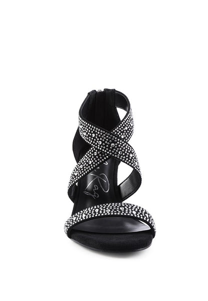 QUEEN BEE Rhinestone High Heeled Sandals