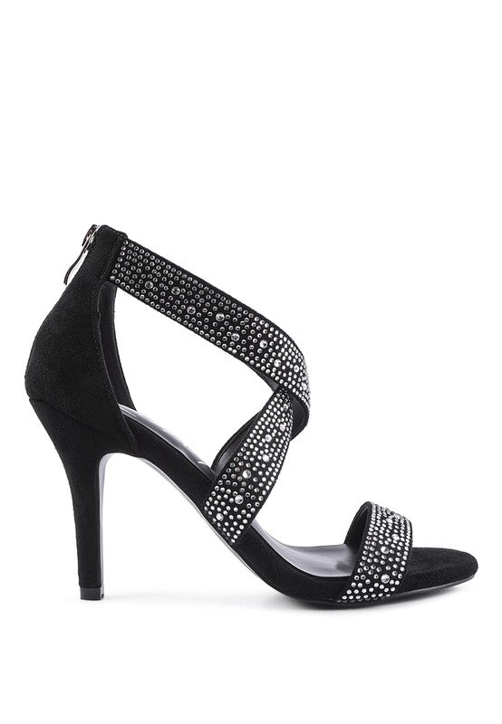 QUEEN BEE Rhinestone High Heeled Sandals