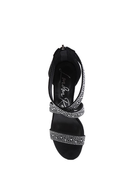 QUEEN BEE Rhinestone High Heeled Sandals