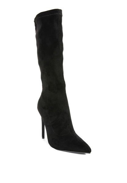 Playdate Pointed Toe High Heeled Calf Boots