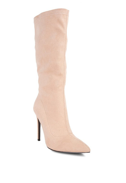 Playdate Pointed Toe High Heeled Calf Boots