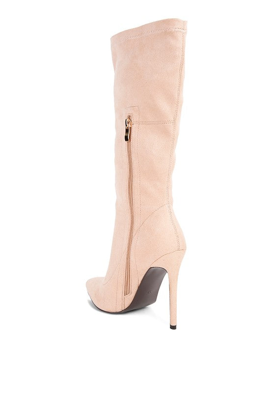 Playdate Pointed Toe High Heeled Calf Boots