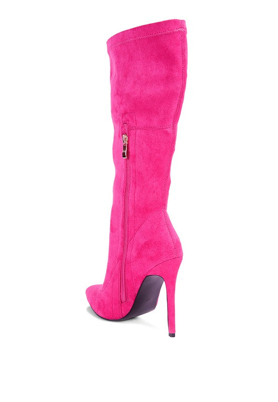 Playdate Pointed Toe High Heeled Calf Boots