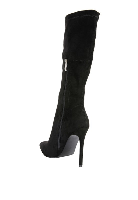 Playdate Pointed Toe High Heeled Calf Boots