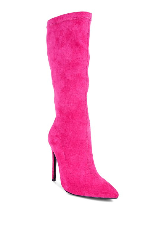 Playdate Pointed Toe High Heeled Calf Boots