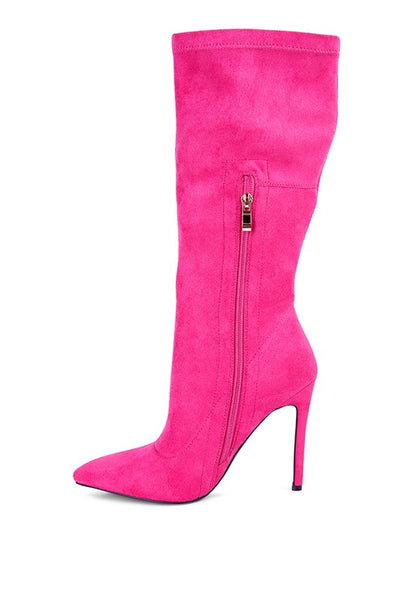 Playdate Pointed Toe High Heeled Calf Boots