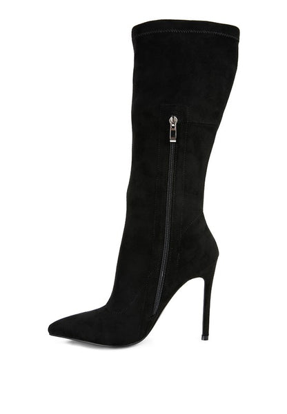 Playdate Pointed Toe High Heeled Calf Boots