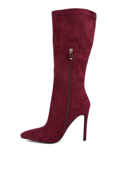 Playdate Pointed Toe High Heeled Calf Boots