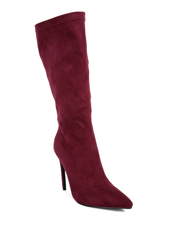 Playdate Pointed Toe High Heeled Calf Boots