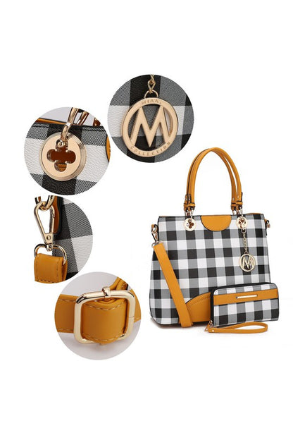 Gabriella Checkers Handbag with Wallet by Mia