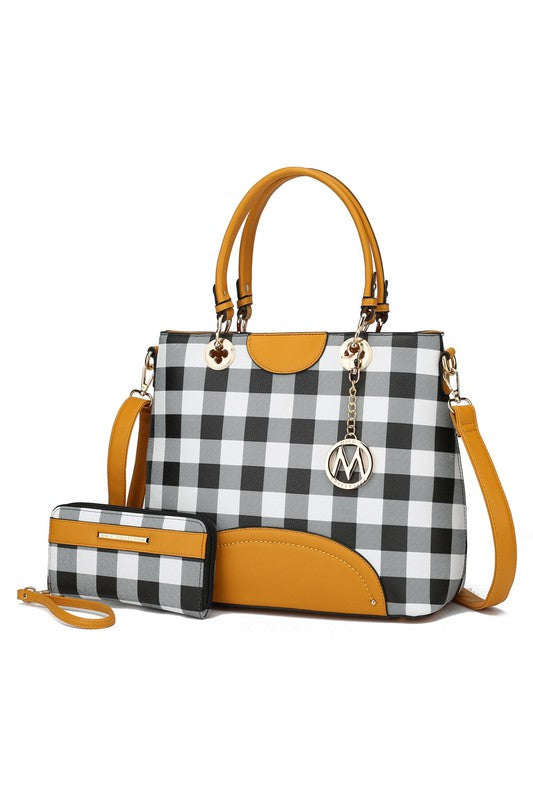 Gabriella Checkers Handbag with Wallet by Mia