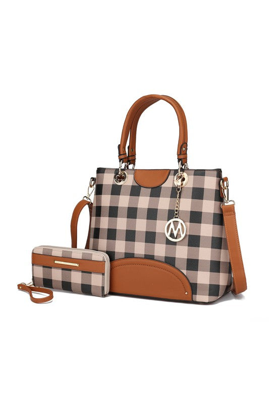 Gabriella Checkers Handbag with Wallet by Mia