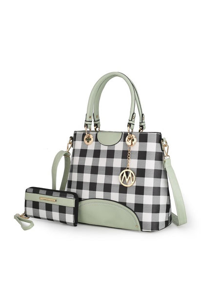 Gabriella Checkers Handbag with Wallet by Mia