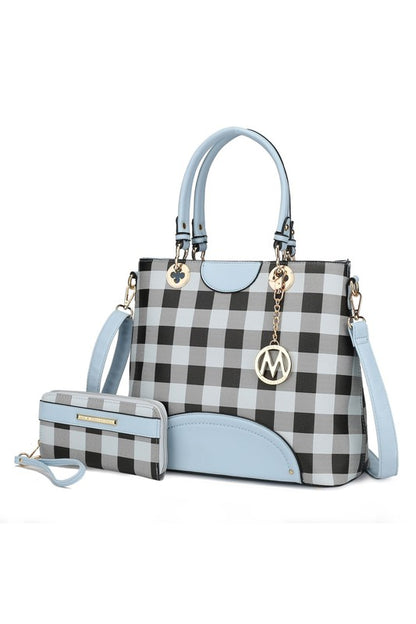 Gabriella Checkers Handbag with Wallet by Mia