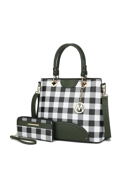 Gabriella Checkers Handbag with Wallet by Mia