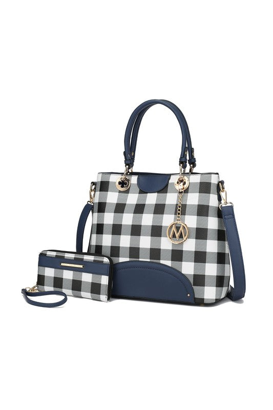 Gabriella Checkers Handbag with Wallet by Mia