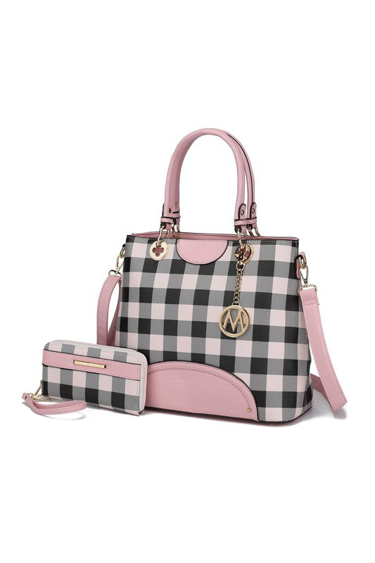 Gabriella Checkers Handbag with Wallet by Mia