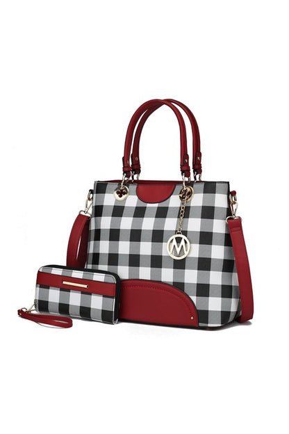 Gabriella Checkers Handbag with Wallet by Mia