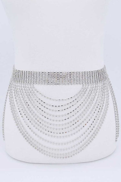 Fringe Rhinestone Curtain Belt