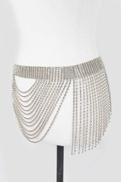 Fringe Rhinestone Curtain Belt